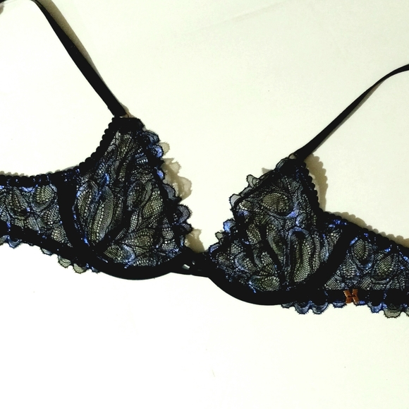 Savage Not Sorry Ultra Demi Unlined Lace Bra Iridescent Black Caviar 32B - Picture 8 of 8